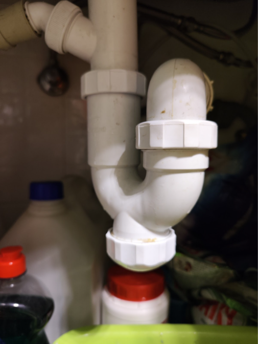 p-trap in a sink drainpipe